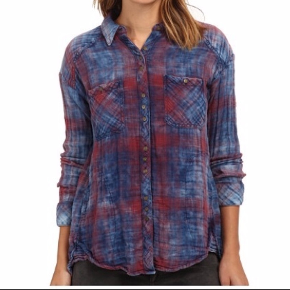 Free People Oversized Plaid Shirt