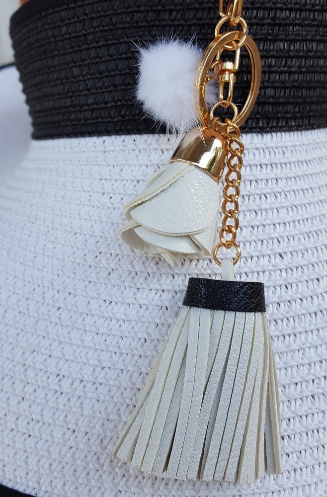 Rose Pom Pom Tassel Keychain