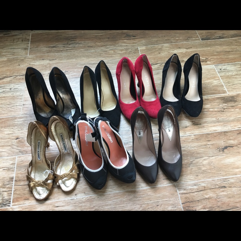 7 pairs pumps Manolo blahnik, Casadei, Armani
