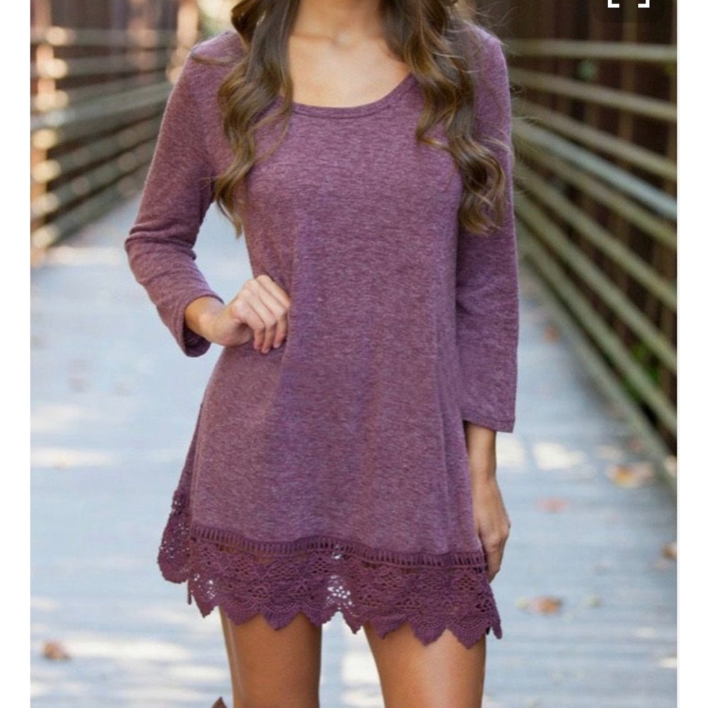 Oasap purple dress with bottom lace