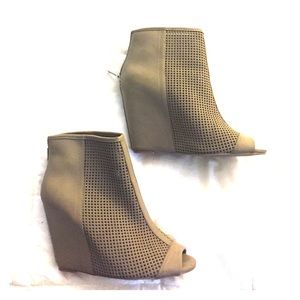 Caged open toe booties