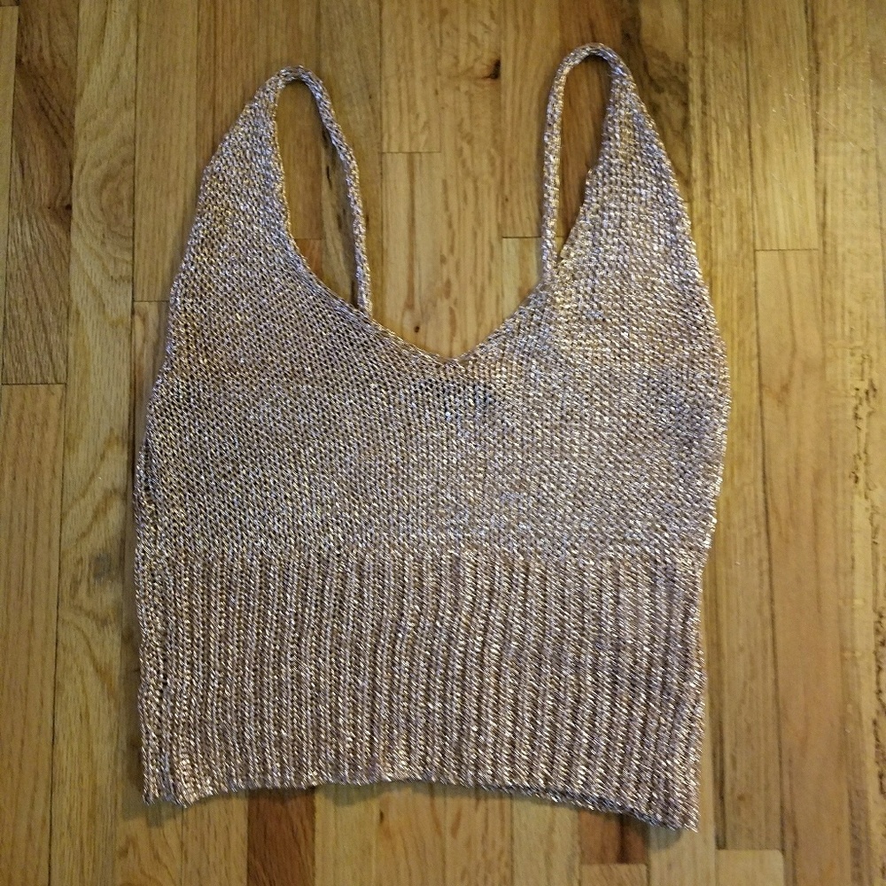 SOLD -Metallic knitted rose gold top