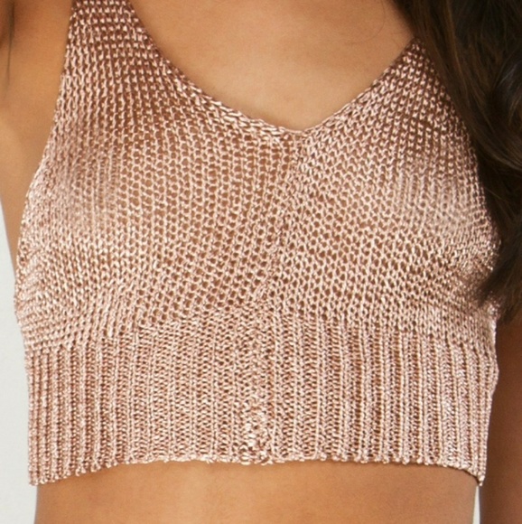 SOLD -Metallic knitted rose gold top - Picture 2 of 3