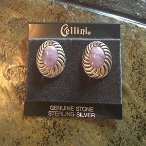 Purple and silver earrings