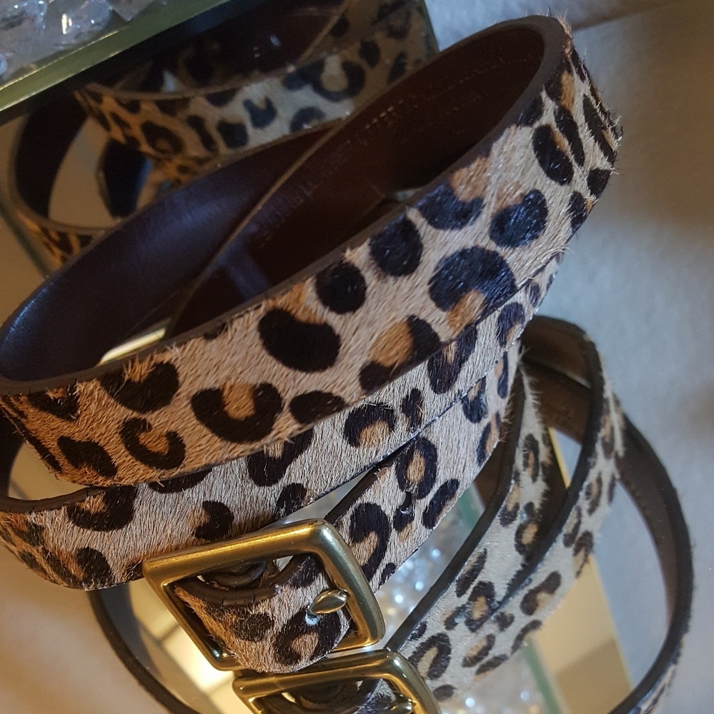 Animal print calfhair belt