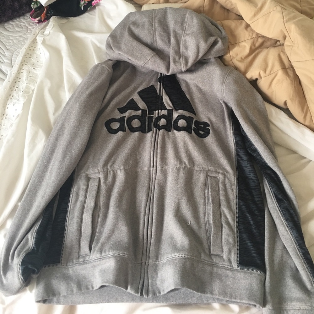 Gray adidas zip up sweater
