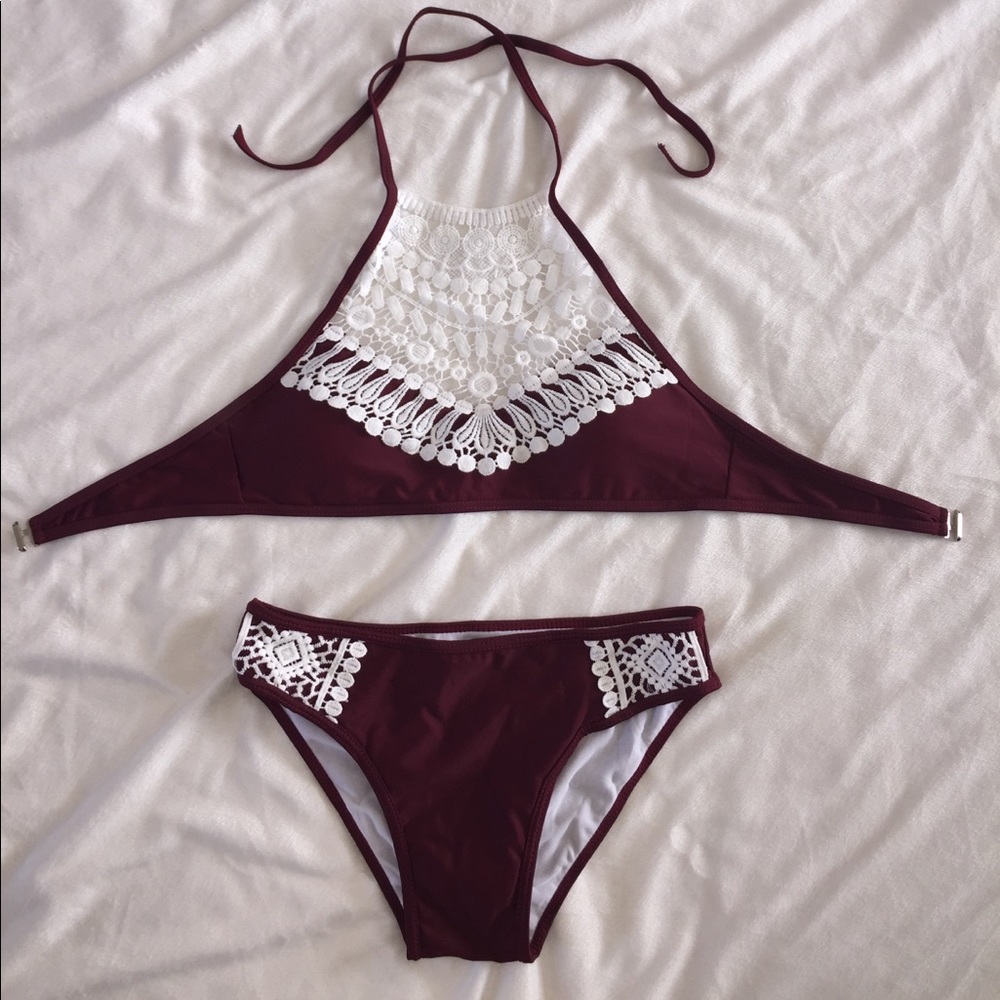 NEVER WORN Lace Marroon Swimsuit