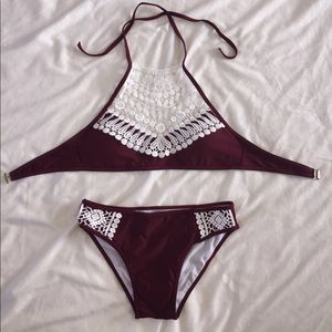 NEVER WORN Lace Marroon Swimsuit