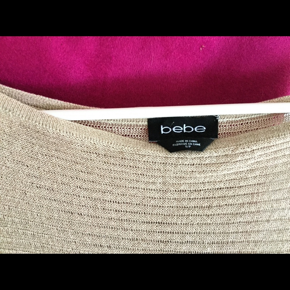 Bebe lured beige fine knit top
