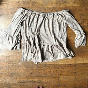 Off the shoulder suede blouse