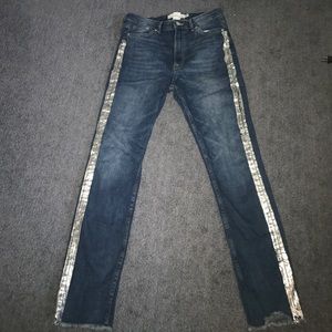 H&M dark jeans with silver lining