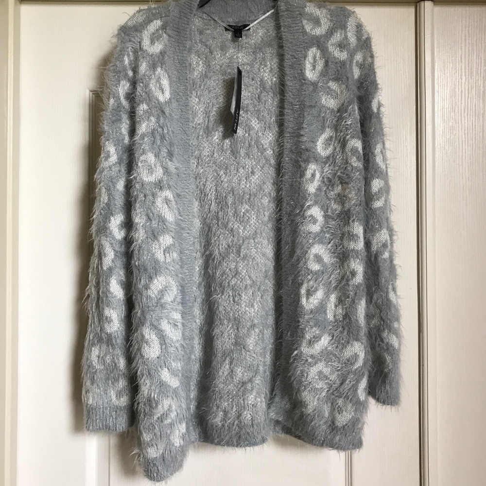 Gray open long sweater