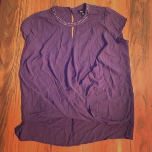 High-Low cut out short sleeve blouse