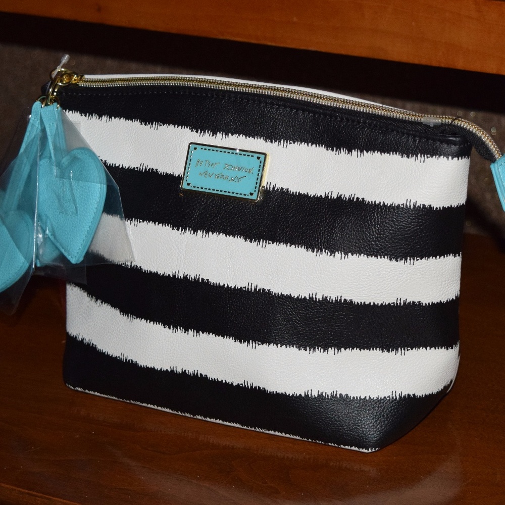 Betsey Johnson Black & White Cosmetic Pouch Bag