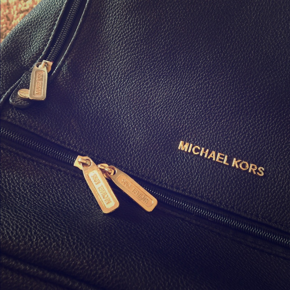 Michael Kors black pebbled leather backpack