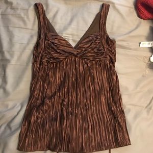 Brown satin tank top. Medium