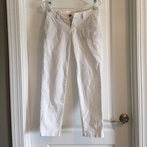 White cropped boyfriend chino pants