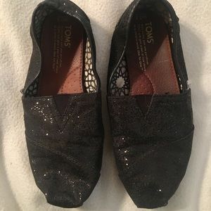 Toms black glittery shoes
