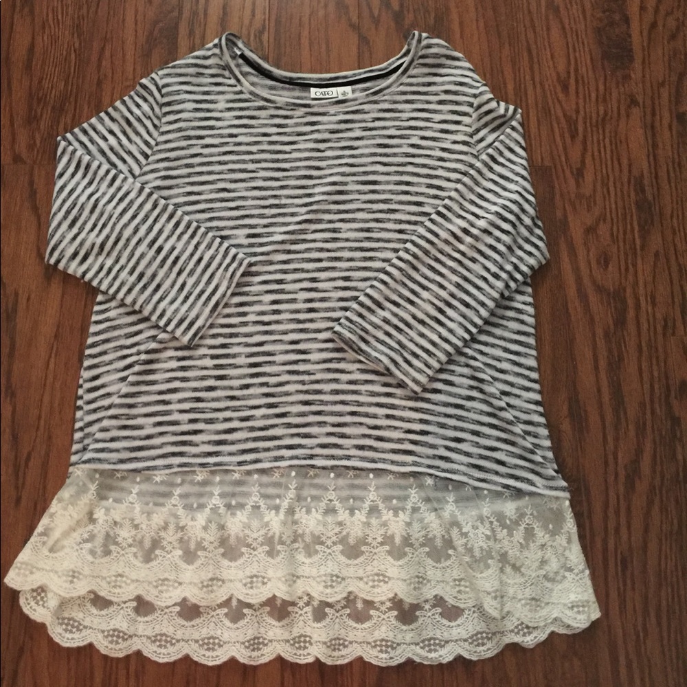 Cato Striped Sweater with Lace XL