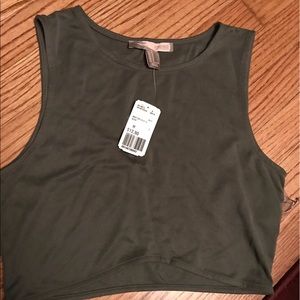 Forever 21 olive green crop top tank medium NWT