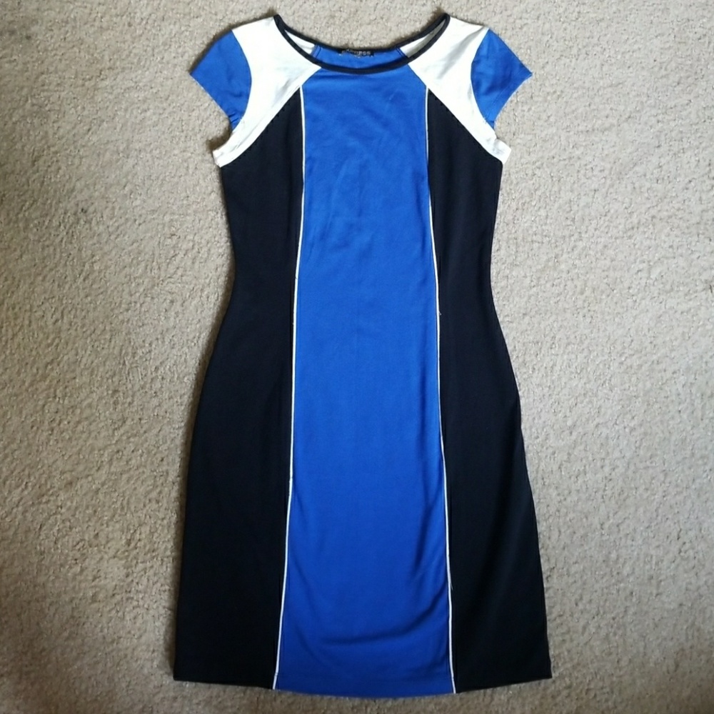 Express | Black & Blue Bodycon Dress