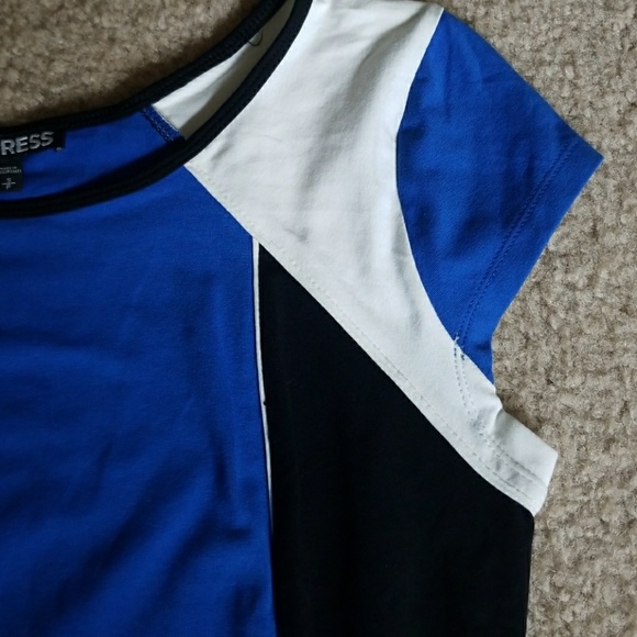 Express | Black & Blue Bodycon Dress - Picture 4 of 5