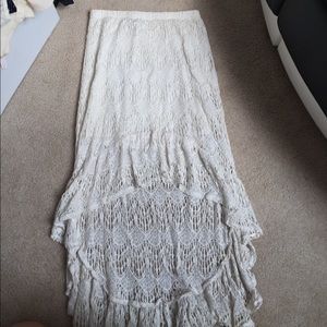Cream Lace High-Low Skirt