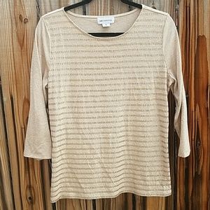 Liz Claiborne 3/4 sequins striped sleeve blouse
