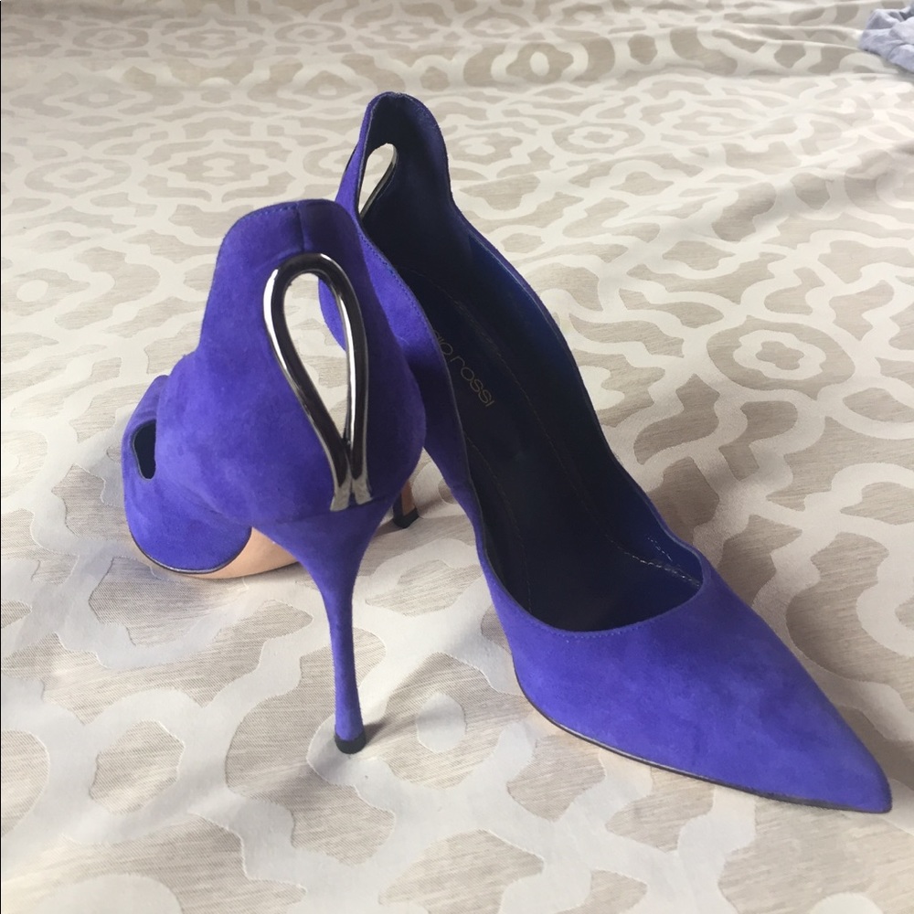 Sergio Rossi purple suede high heels