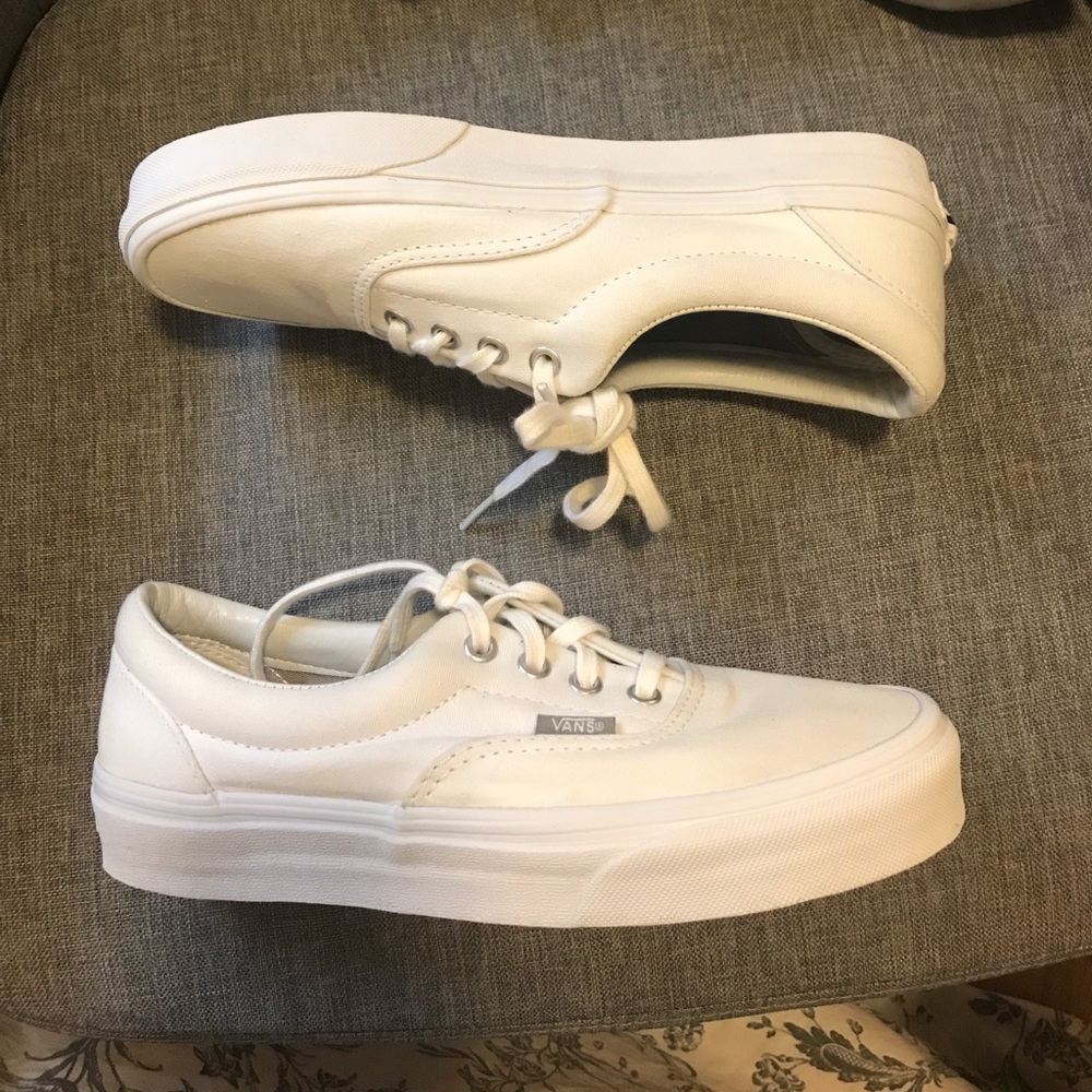 White vans with laces (men's 6/womens 8)