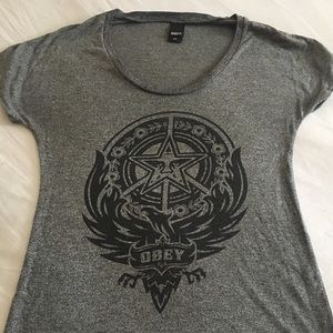 Obey Graphic Tee - Grey/Black XS