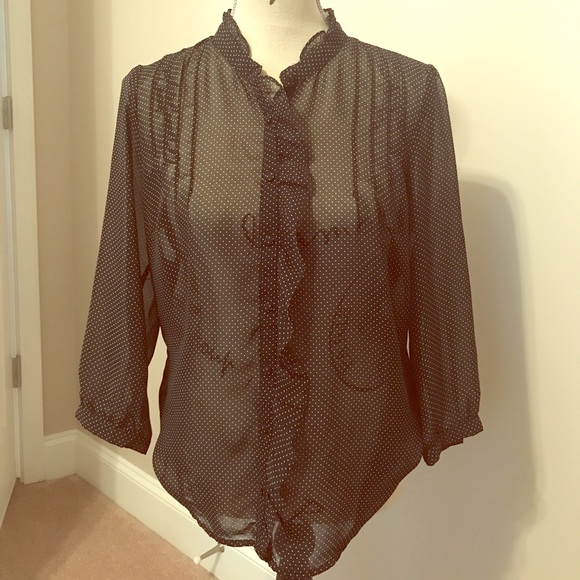 Shear blouse with ruffle and pintuck detail - Picture 1 of 2