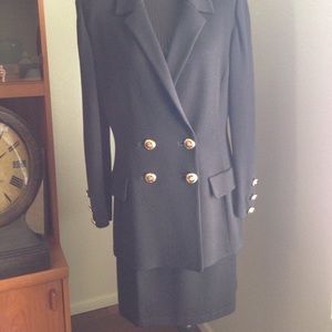 St John Knit Classic Double Breasted Black Suit