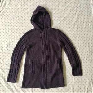 Royal Robbins purple hoodie zip up wool sweater, S