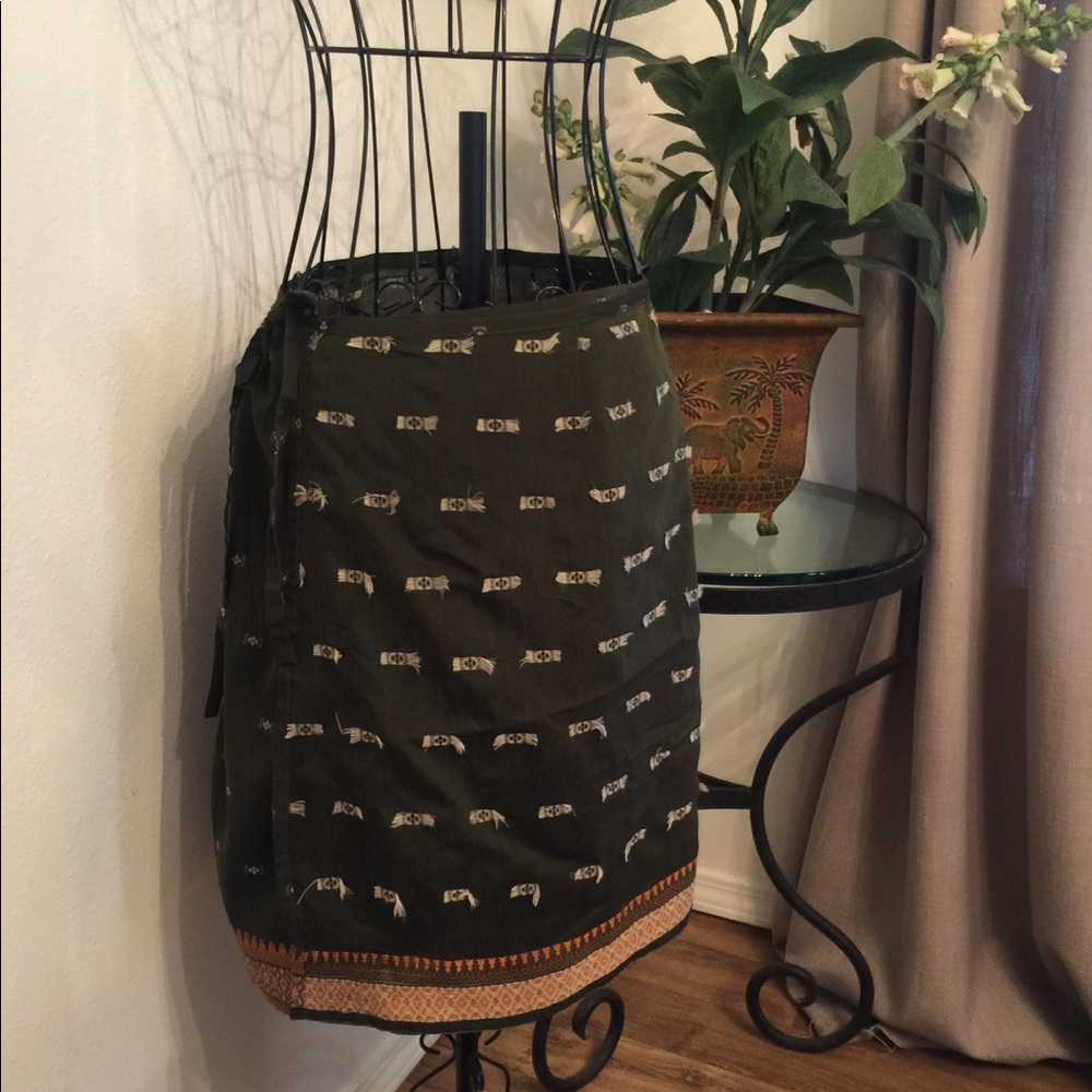 Olive green and gold skirt