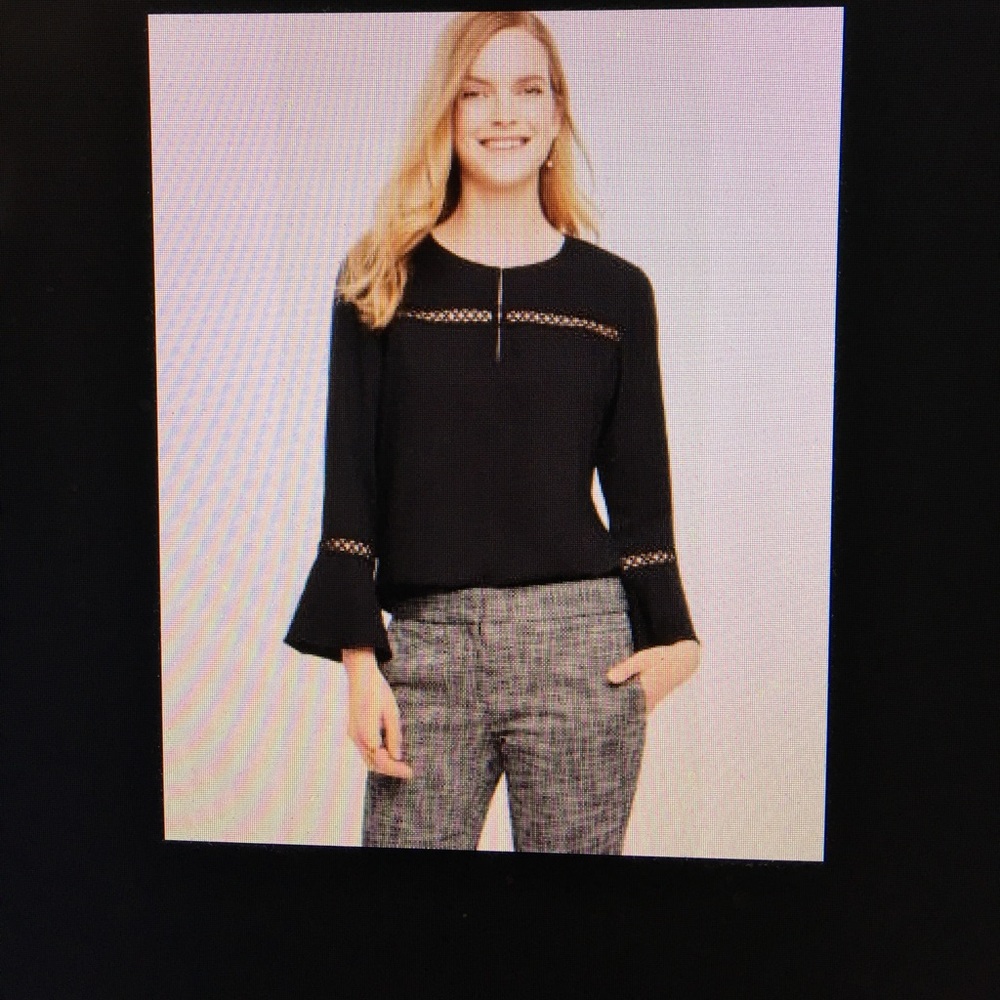 Ann Taylor Lace Detail Flare Sleeve Top