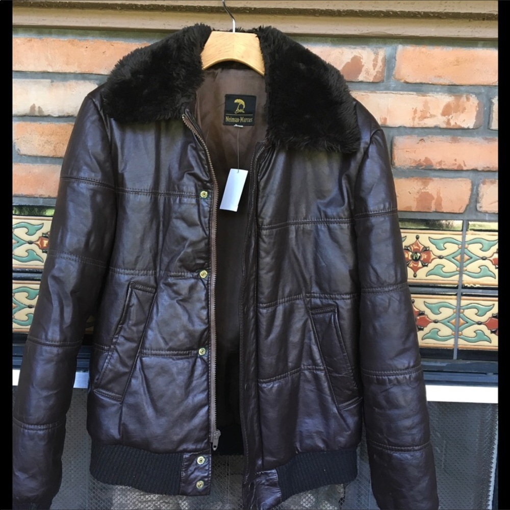 VINTAGE NIEMAN MARCUS LEATHER BOMBER COAT