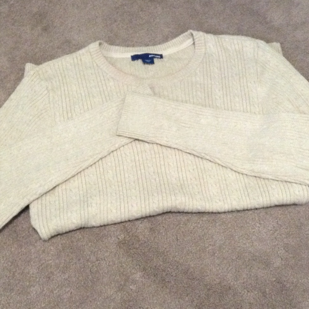 Cable knit sweater.