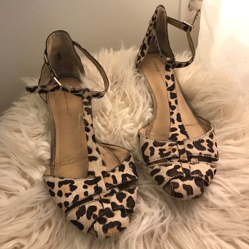 Calf hair leopard print flats