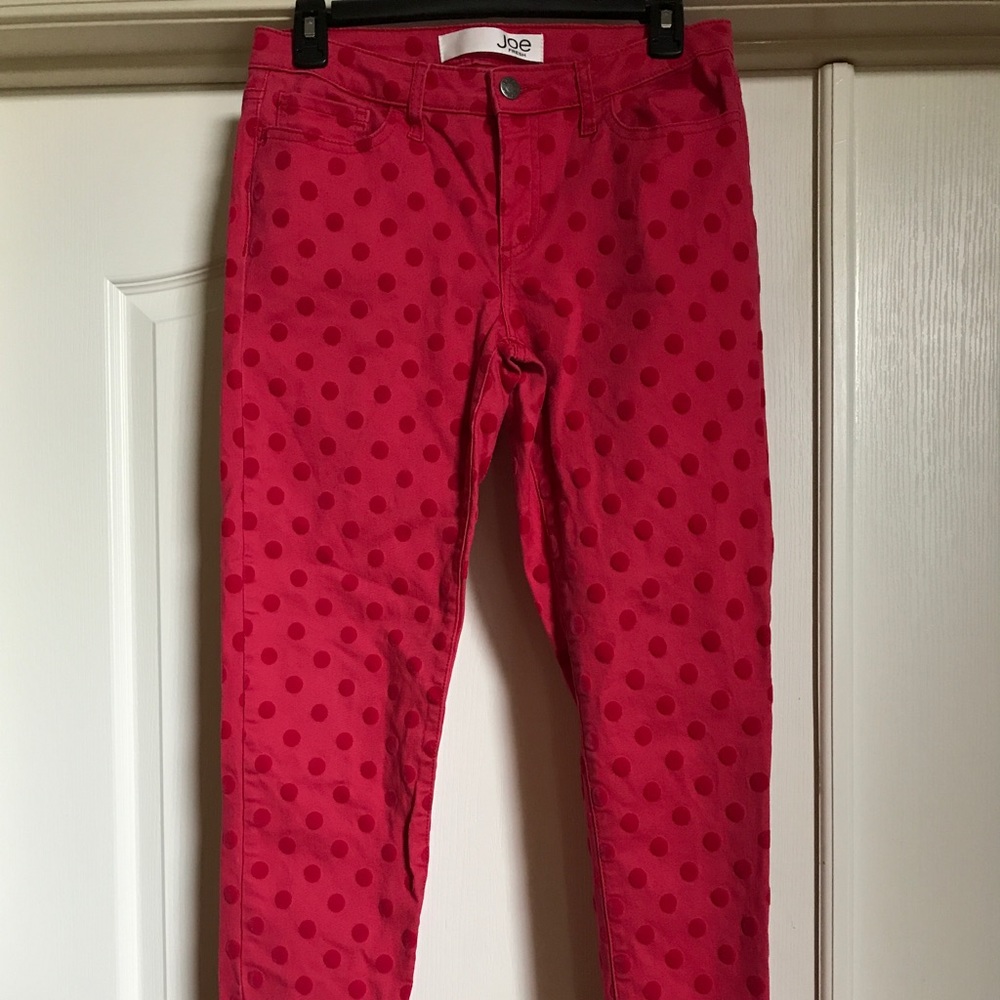 Pink pants with soft polka dots