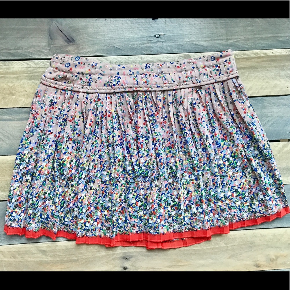 American Eagle Pleated Watercolor Skirt 4 Floral