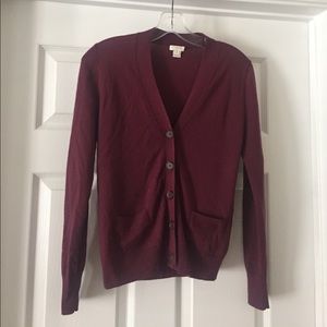 J Crew Burgundy Cardigan