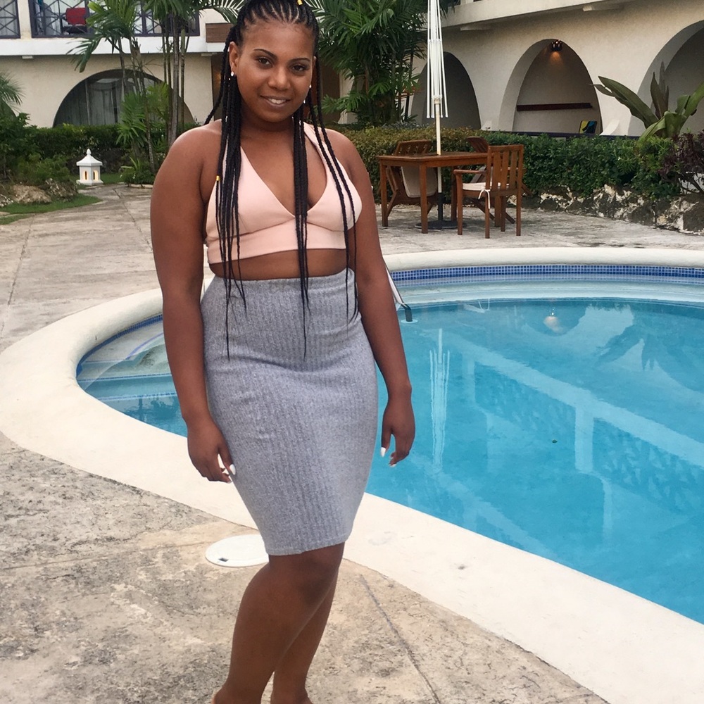 Grey midi skirt