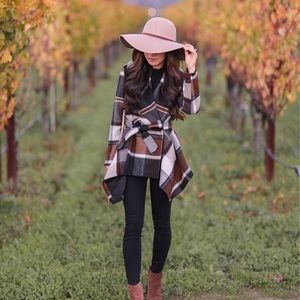 Chicwish Autumn Plaid Tie Jacket
