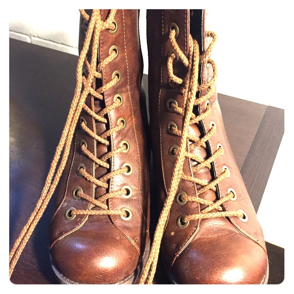 Brown lace up boots