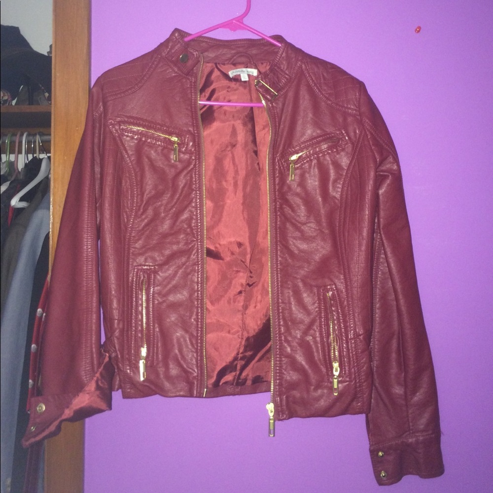 Maroon leather jacket