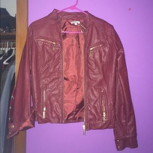 Maroon leather jacket