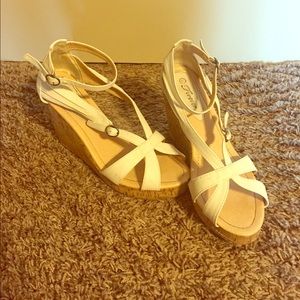 Strapy white wedges. Size 8.5.