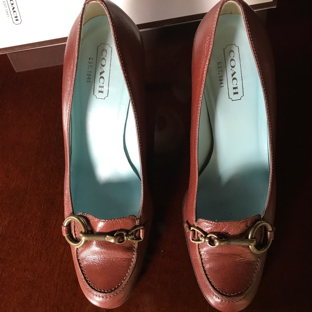 Brown Aubry Calf Coach Leather Heels