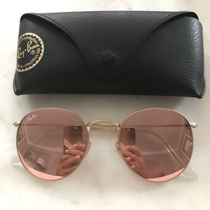 Auth Ray Ban round mirrored pink sunglasses 50mm